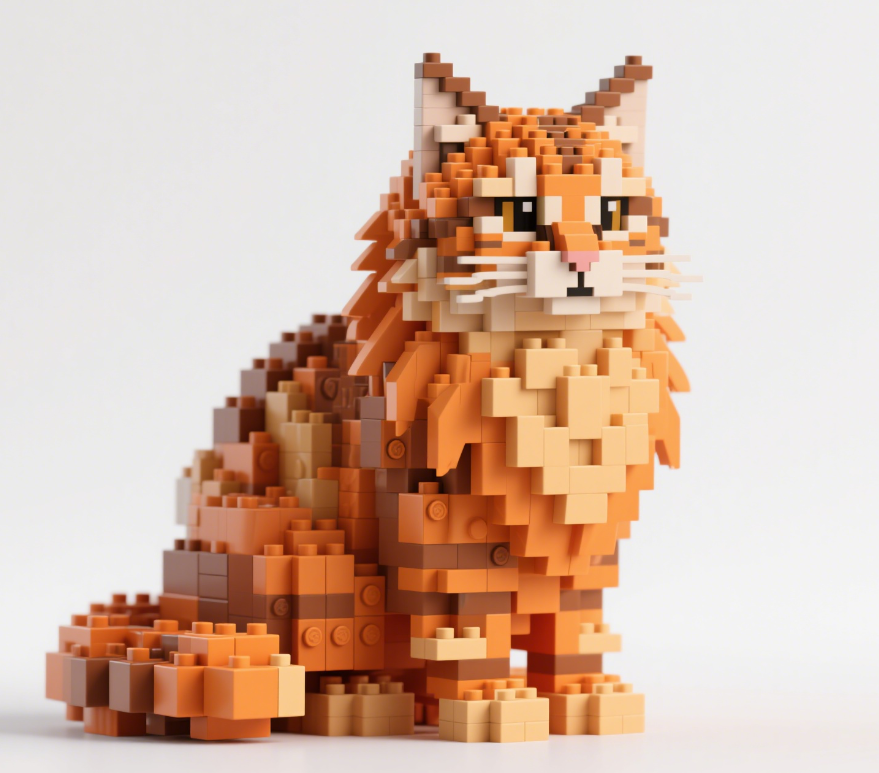Brick Cats -Orange Maine Coon Building Kit