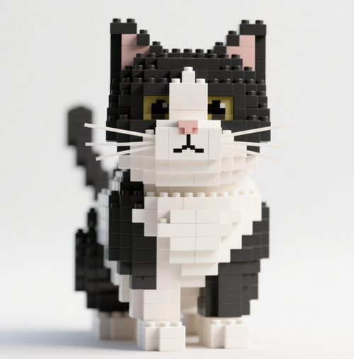 Brick Cats -Black & White Cow Cat Building Kit