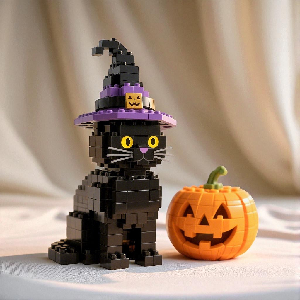 Halloween Edition - Black Cat & Pumpkin Brick Set