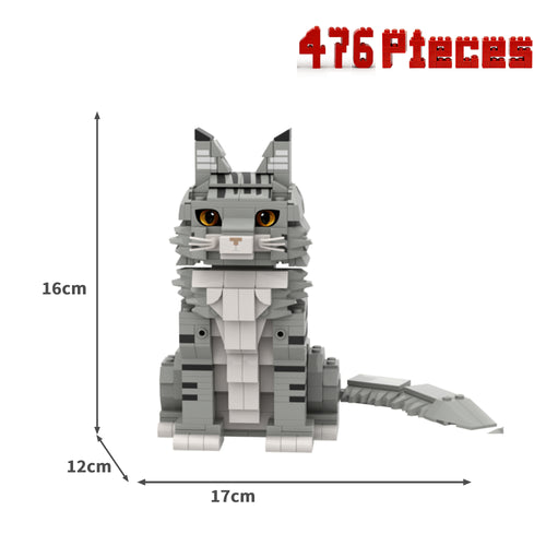 Gery Tabby Maine Coon Building Blocks