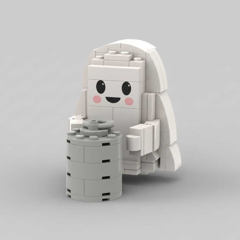 Ghost Holding a Beverage Bottle Building Blocks